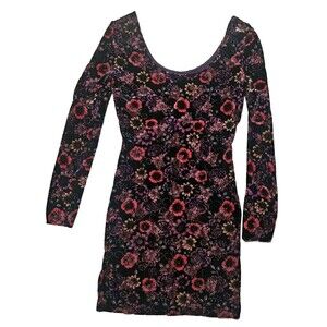 Candies Floral Velvet Dress Retro Medium Whimsygoth Retro Boho Mini Bodycon